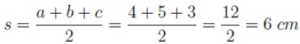 Calculando o semiperímetro do triângulo exemplo para aplicação do Teorema de Herão