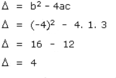 Exemplo para calcular o vértice da parábola - Delta do y vértice