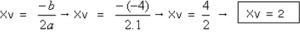 Exemplo para calcular o vértice da parábola - X do vértice