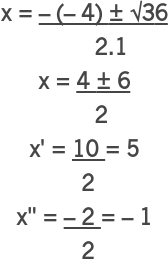 Aplicação da Fórmula das raízes - Resolução do exemplo de equação de segundo grau