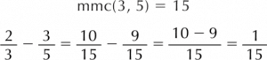 Subtração de frações com denominadores diferentes